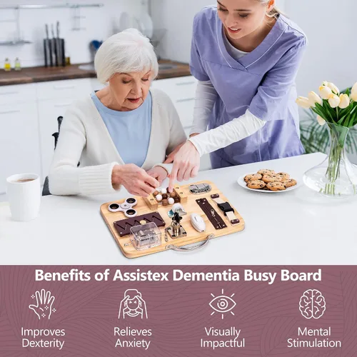 Vista 7 de Assistex Tabla de Actividades Ocupacionales para Adultos con Demencia - Actividades Calmantes y Juegos para Personas Mayores - Alfombrilla Sensorial