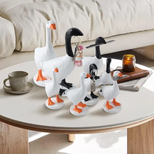 Vista 2 de GRAPMKTG Lindo soporte magnético para llaves de ganso de escritorio, estatua de escritorio, decoración divertida de dormitorio, regalos