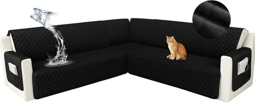 Vista 21 de HDCAXKJ Funda seccional de esquina impermeable para sofá de terciopelo en forma de L, fundas para sofá para mascotas, perros, suaves, resistentes