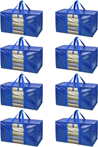 Vista 8 de BALEINE Paquete de 2 bolsas de mudanza de gran tamaño con asas reforzadas, bolsa de almacenamiento resistente para ropa, suministros de mudanza