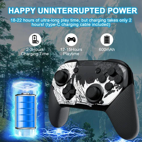 Vista 5 de Dritrip Wireless Pro Controller Compatible with SwitchSwitch LiteSwitch OLED, Switch Remote Gamepad with Joystick, Double Vibration, Wake-up and