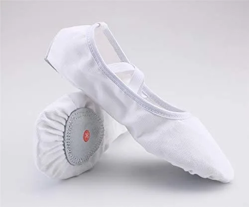Vista 4 de missfiona Zapatillas de ballet de lona para mujer, zapatos de baile para adultos, para practicar yoga y vientre plano