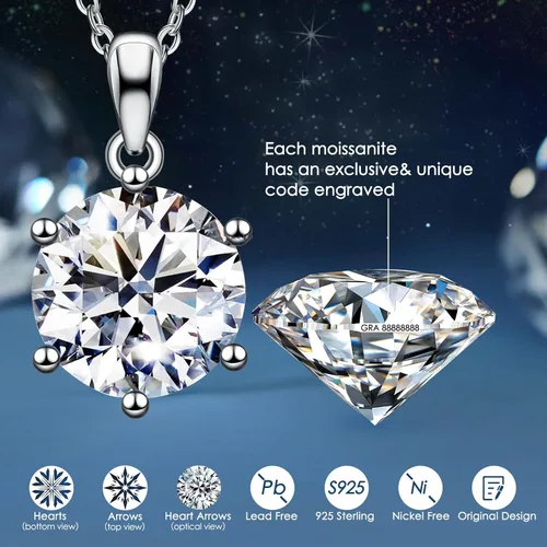 Vista 5 de Gifts for Wife Her Mom Daughter Girlfriend Moissanite Necklace for Wife 1CT-4CT Jewelry for Women Birthday Wedding Anniversay Engagements Christmas
