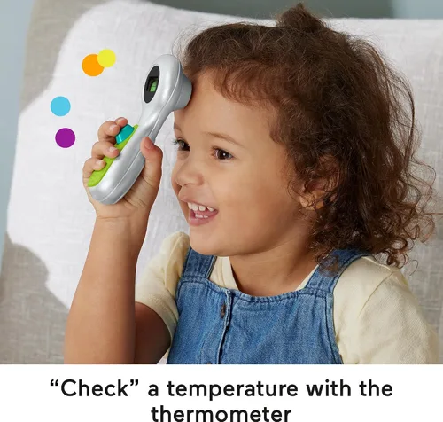 Vista 3 de Fisher-Price Juego de simulación médica para preescolares de 7 piezas, bolsa de médico, juguetes de disfraz para niños a partir de 3 años