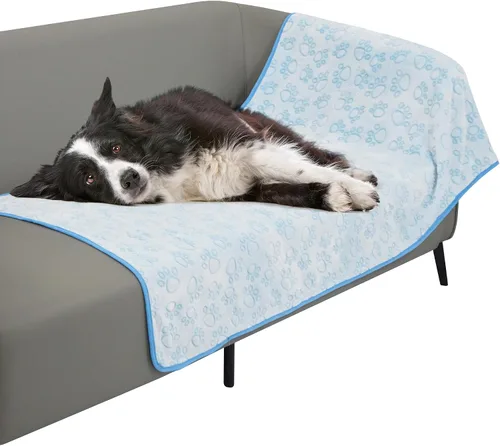 Vista 10 de Stuffed Manta Premium Suave para Perro Pequeña Beige, con Franela Beige Lindo Estampado de Huellas, 24 x 32 pulgadas, Manta para Gatos Suministros