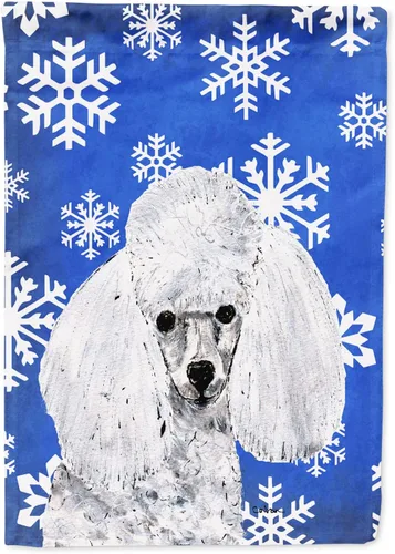 Vista 158 de Caroline's Treasures SC9374GF Bulldog English Snow flakes Holiday Garden Flag Buzón Bandera decorativa para patio exterior, patio, obras de arte
