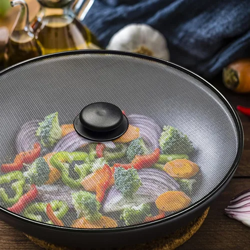 Vista 3 de 3 piezas de sartén protector contra salpicaduras de grasa pantalla de malla a prueba de aceite tapa de olla accesorios de cocina para cocinar
