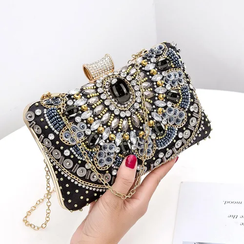 Vista 7 de BESTYROCLY Clutch Purses for Women and Rhinestone Beaded Bag Evening Handbag for Bride