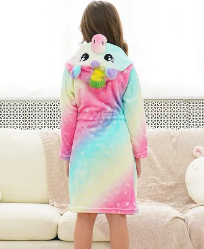 Vista 5 de Doctor Unicorn Girls Unicorn Galaxy Stars Hooded Robe, Unicorn Gifts for Girls