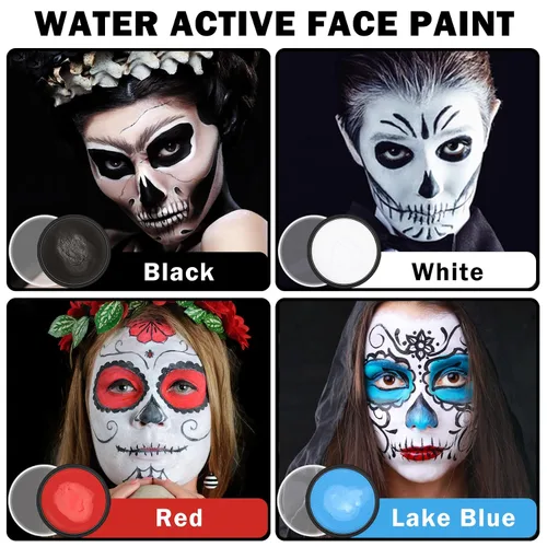 Vista 2 de Blue Face Body Paint Pro Pintura facial a base de agua, lavable para adultos y niños, Halloween, SFX, cosplay, payaso, zombi, vampiro, esqueleto