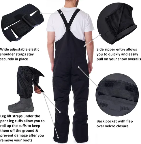Vista 4 de Alpine Swiss Overol de nieve con aislamiento para hombre, impermeable, para esquí, snowboard