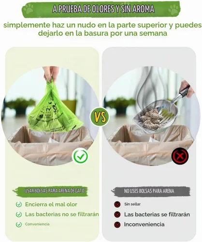 Vista 6 de Bolsas de arena para gatos biodegradables para desechos de gatos, a prueba de fugas, duraderas y sin perfume, grandes para adaptarse a cualquier