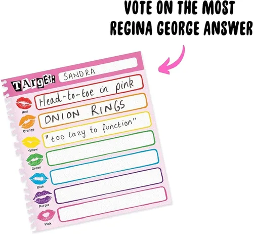 Vista 6 de Mean Girls Burn Book - Juego de cartas para fiesta, juego de mesa familiar basado en la película de comedia, para adultos y adolescentes a partir