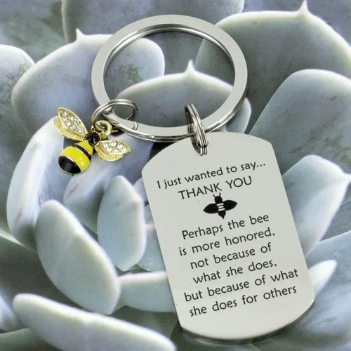 Vista 7 de Llavero de regalo de abejas, miel para mujeres y hombres, llaveros de abejorro, cosas súper abejorros, joyería de abejas, artículos de encanto