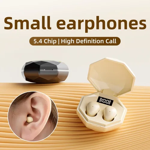Vista 5 de Mini auriculares Bluetooth invisibles, pequeños y discretos para dormir de lado, auriculares ocultos con pantalla LED para orejas pequeñas, dormir