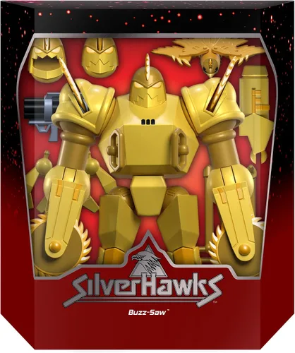 Vista 2 de Super7 ¡ULTIMATES! SilverHawks Buzz-Saw - Figura de acción SilverHawks de 8 pulgadas con accesorios, coleccionables clásicos de dibujos animados