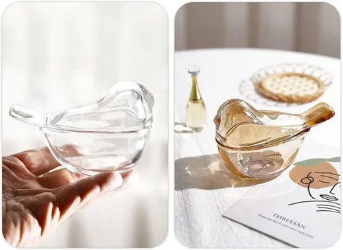 Vista 6 de Pequeño organizador de joyería de cristal ámbar con forma de pájaro, organizador de aretes, regalo para mujeres, esposa, mamá, cumpleaños, boda