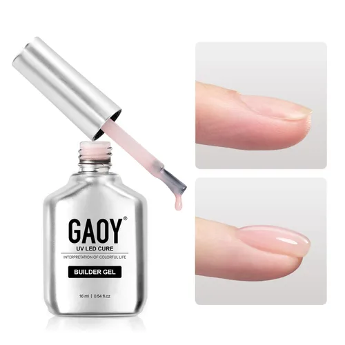 Vista 11 de GAOY - Gel de construcción para uñas, fortalecedor de uñas de 16ml en una botella, gel duro para extensión de uñas, esmalte de uñas de secado al UV