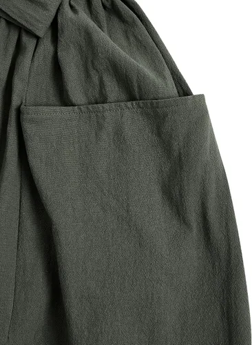 Vista 4 de SweatyRocks Falda midi plisada con bolsillos para mujer, estilo casual, con cintura