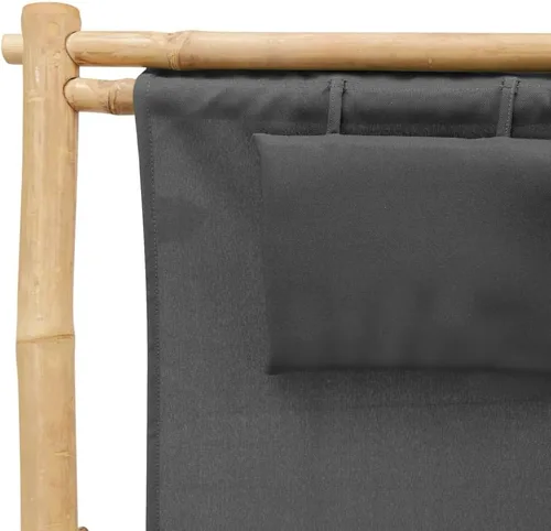 Vista 7 de vidaXL Silla de bambú ajustable con diseño plegable y lona, muebles de exterior gris oscuro para jardín, patio y terraza