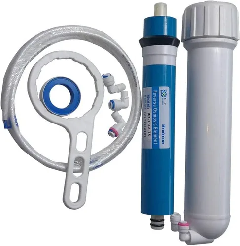 Vista 7 de Kit de carcasa de membrana de ósmosis inversa Huining 50GPD-1812/2012 con conector rápido de 1/4, válvula de retención, tubería de agua, llave