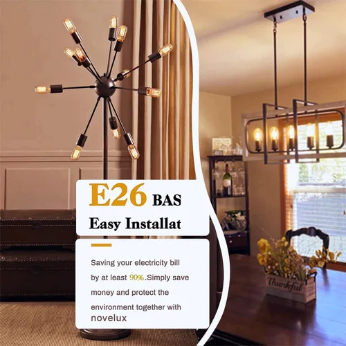 Vista 7 de Bombilla LED E26 de 3.2 pulgadas, 2200K blanco ámbar, equivalente a 60 vatios, CA 120V 600LM, bombillas Edison regulables, bombillas de luz