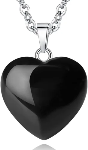 Vista 8 de Collar de Cristal de Cuarzo Cristales Curativos Collares para Mujeres Regalo del Día de las Madres Cuarzo Corazón Piedra Preciosa del Amor, Piedra