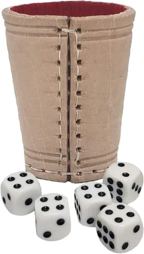 Vista 27 de Cyber-Deals - Taza compacta de cuero genuino para dados + dados con bolsa de almacenamiento de terciopelo negro