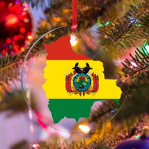 Vista 15 de Silueta de la bandera de Bután, adornos para árbol de Navidad, bandera nacional, recuerdo, decoraciones de Navidad, adornos acrílicos de Bután