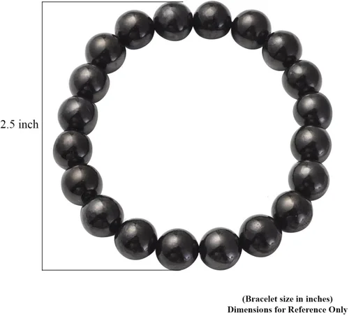 Vista 3 de Beads Meditation Anxiety Karelian Shungite Stretch Beaded Bracelet Gris