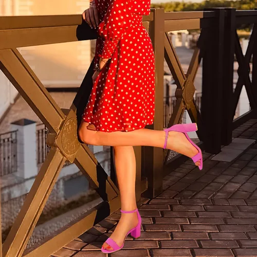 Vista 3 de PIZZ ANNU Sandalias de tacón grueso con correa de tobillo y puntera abierta para mujer, para fiesta, vestido de fiesta, sandalias con hebilla