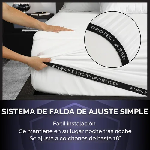 Vista 3 de Protect-A-Bed Essential - Protector de colchón tamaño individual, resistente a los ácaros, sin ruido y a los olores, 100% impermeable, lavable a