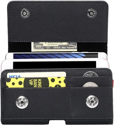 Vista 2 de Funda horizontal doble con clip para cinturón, 2 fundas para teléfono celular para iPhone 13, 12, 11, XR XS, iPhone 14 Pro, Samsung Galaxy S22, S21