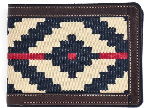 Vista 3 de GauchoLife Guarda Pampas Billetera Bi-Fold de Piel Azul-RojoChocolate