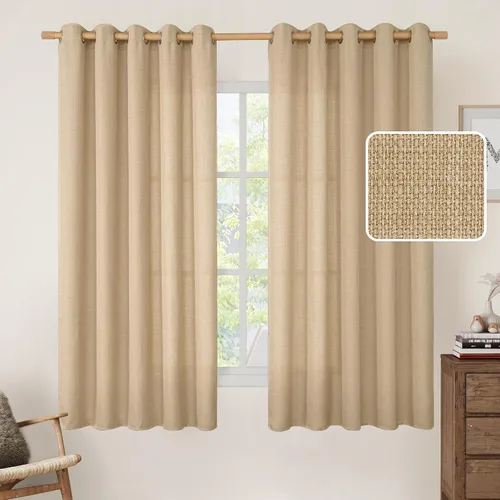 Vista 48 de LAMIT Cortinas de Lino Blancas Semitransparentes para Dormitorio, Paneles Filtrantes de Luz, Cortinas de Lino con Ojales de Protección de Privacidad