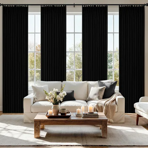 Vista 31 de MIULEE Juego de 4 paneles de cortinas plisadas de lino de 40 x 84 pulgadas Beige Blanco