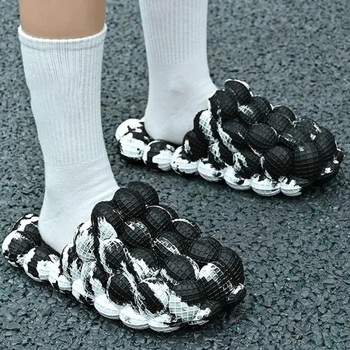 Vista 2 de Tkieio Lychee - Sandalias unisex de lichi para aliviar el estrés, sandalias de masaje para baño y playa, sandalias de EVA