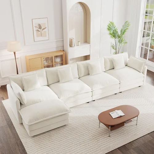 Vista 10 de mikibama - Sofá seccional modular, sofá en forma de L de 76.4 pulgadas para sala de estar, sofá cama cómodo tipo nube con otomano móvil, combinación