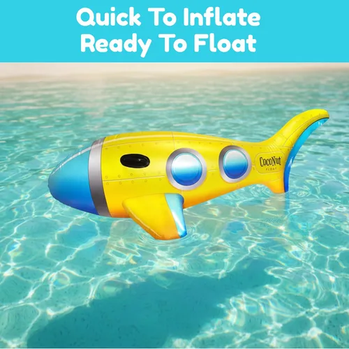Vista 5 de Flotador de piscina submarino amarillo de coco para exteriores, flotador inflable con asas, flotador duradero de larga duración y juguete acuático