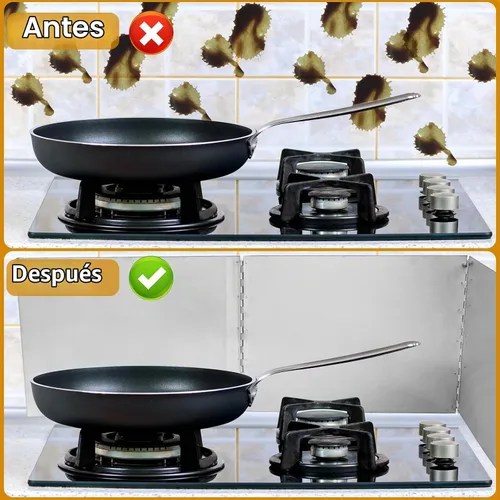 Vista 7 de Protector contra salpicaduras de aceite de 3 caras, protector antisalpicaduras de acero inoxidable mejorado para estufa, barrera de aceite plegable