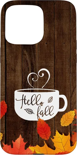 Vista 28 de Hello Fall - Taza de café para iPhone 16, diseño de hojas de otoño