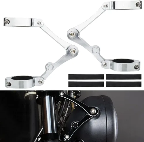 Vista 8 de Soporte Universal de Montaje de Faro de Motocicleta Negro 39-41mm Tubos de Horquilla Aluminio CNC Soporte de Faro Delantero Compatible con Harley