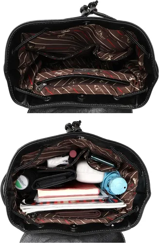 Vista 4 de Montana West Fringe Concho Collection - Mochila escolar grande de viaje con borla, a negro