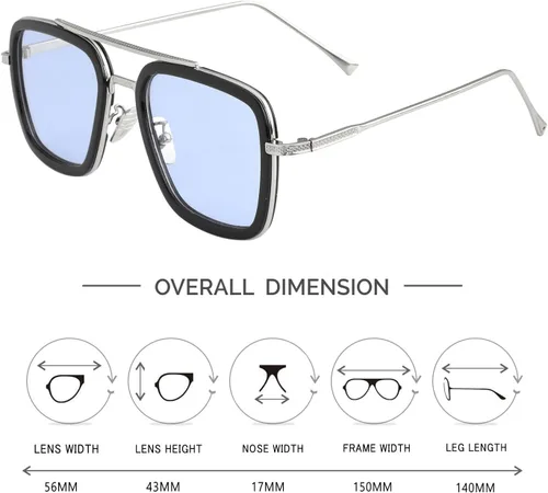 Vista 5 de Kursan Lentes de sol polarizados Tony Stark para hombres y mujeres, montura cuadrada de metal, lentes de Iron Man y Spider-Man