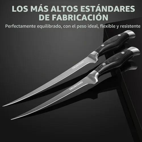 Vista 3 de TRUSCEND Cuchillo deshuesador con funda protectora, cuchillos de chef de acero inoxidable afilados para deshuesar, filetear, recortar piel Negro-7