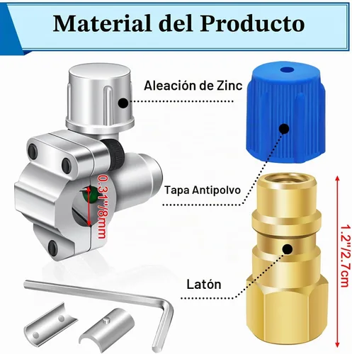 Vista 8 de A/C Kit de válvula de reequipamiento refrigerante conjunto de válvulas, con adaptador de lado bajo R12 a R134A, válvula perforadora bala BPV31