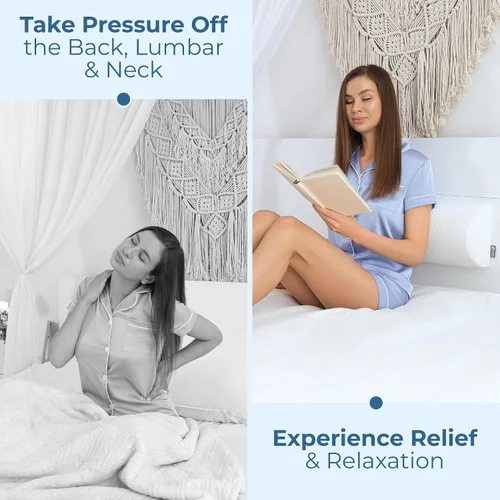 Vista 7 de 5 STARS UNITED Half Moon Bolster - Almohada semirenrollable y almohada de rodilla para personas que duermen de lado, 100% espuma viscoelástica