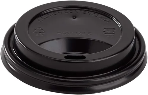 Vista 2 de Karat PP Sipper Dome Tapa para papel de 8 oz Taza de café caliente desechable (negro) - 1,000 ct