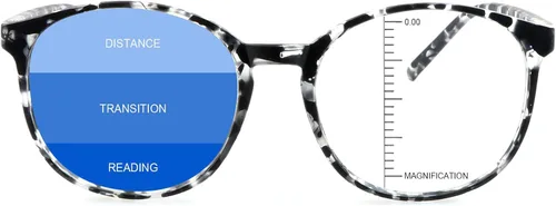 Vista 16 de Gafas presbíopicas multifocales progresivas redondas vintage, gafas de luz anti-azul., Negro