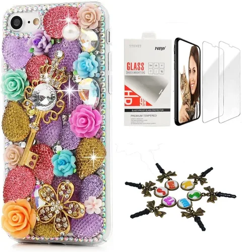 Vista 18 de Bling Funda compatible con iPhone 5C, elegante, hecha a mano en 3D [serie brillante], diseño de hipocampo coral con protector de pantalla, paquete